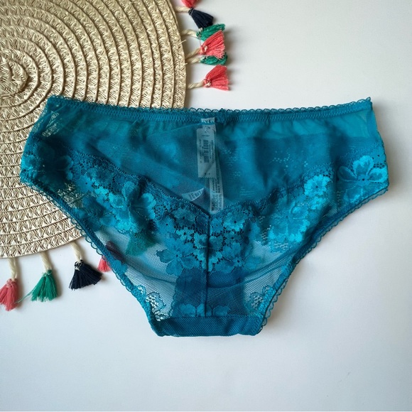 Victoria's Secret Body By Victoria Sheer Mesh Hiphugger Panty Blue Small NEW - Picture 5 of 6